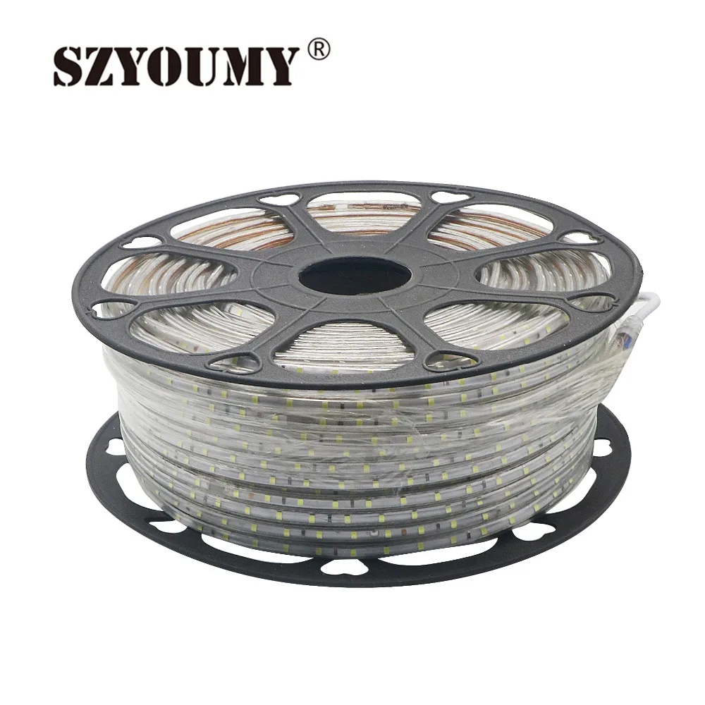 #Best SZYOUMY 220V Led Strip 2835 60Leds M IP65 Waterproof With Power Adapter Flexible LED Tape Ribbon Outdoor 50M 100M Free Items