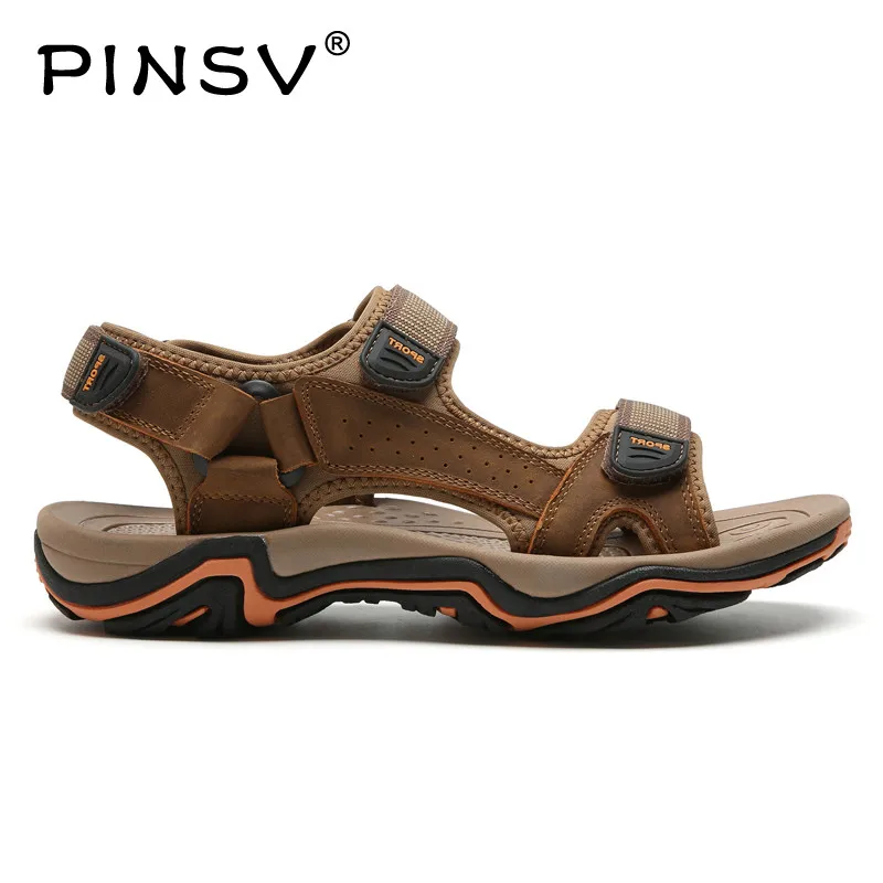 

PINSV Hot Sale New Fashion Summer Leisure Beach Men Shoes High Quality Leather Sandals The Big Yards Men's Sandals 38-48