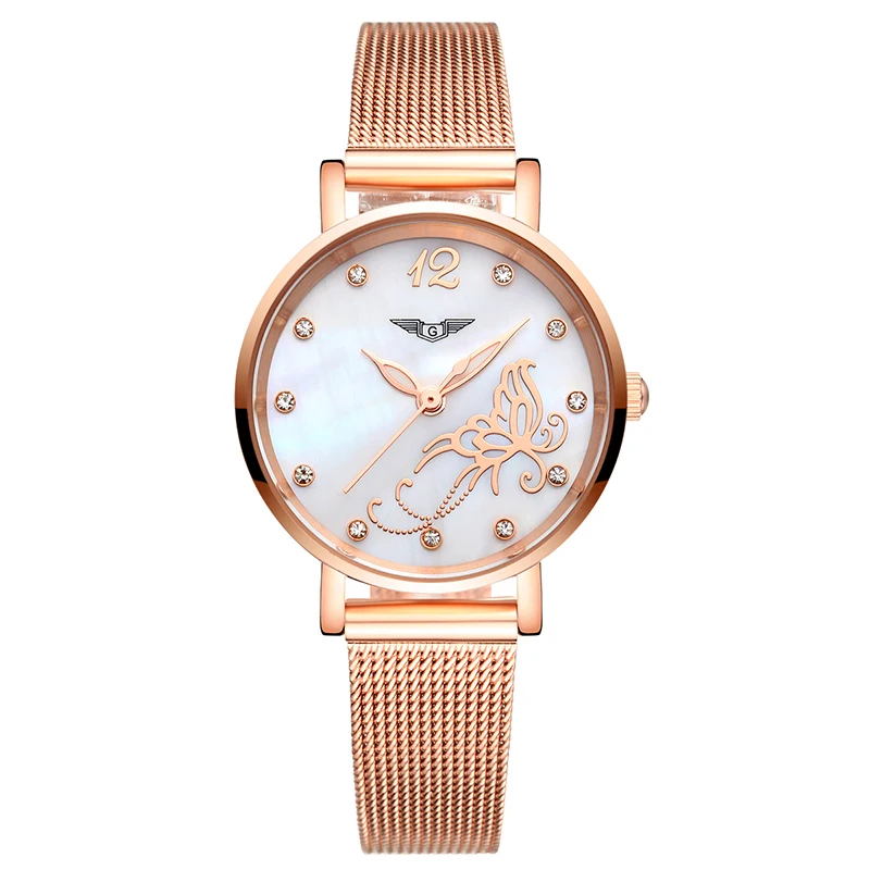 

GUANQIN GS19042 2017 Watches Women Dress Gold Mesh Band Full Steel Bracele Quartz Watch Luxury Women's Fashion relogio feminino