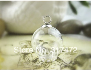

30set/lot 20*12mm Glass vial Bubble with 12mm base with cap connector DIY charm vial pendant