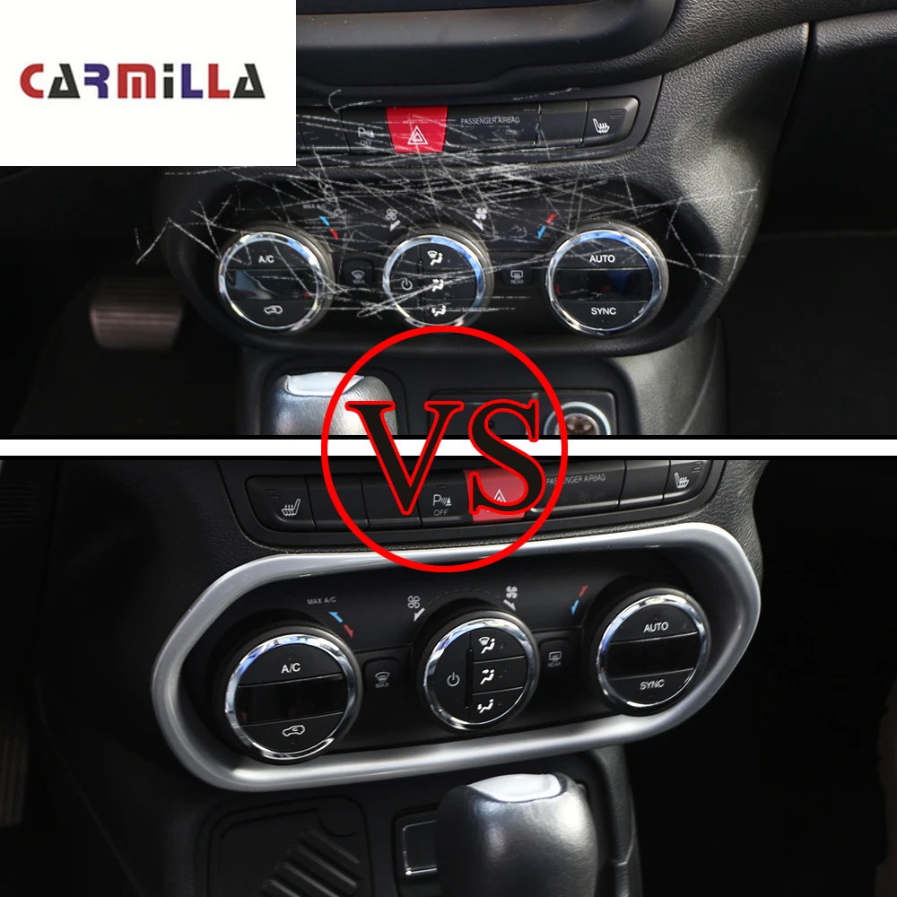 

Air Condition Panel Vent Cover For Jeep Renegade 2015 to 2017 Middle Switch Button Console Trim ABS Chrome Sticker Car Accessory