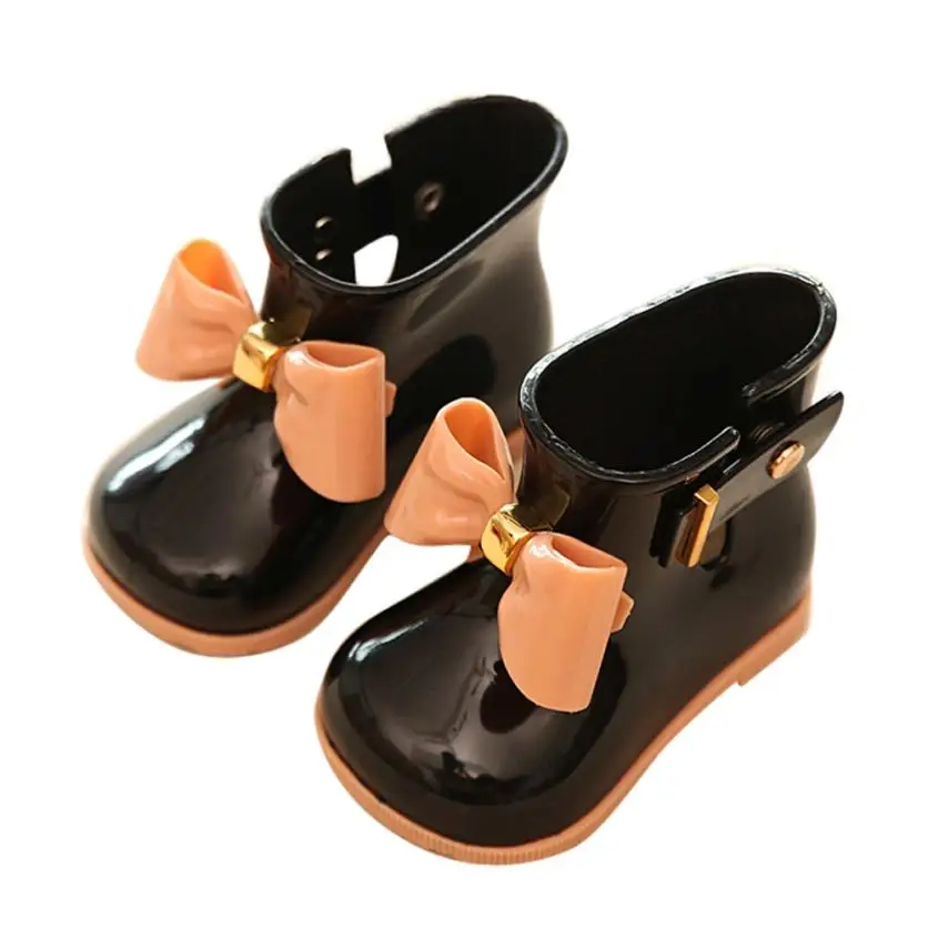 Обувь для девочек; резиновые сапоги; Водонепроницаемая Обувь для дождя; милая прозрачная обувь для малышей; обувь для девочек; детские резиновые сапоги с бантом