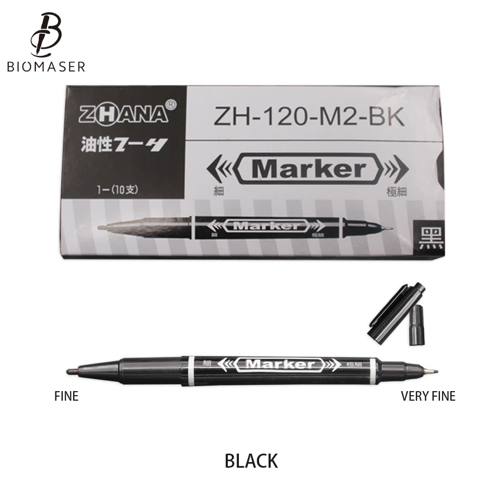 5 шт. перманентные маркеры, ручки для татуировки, черные, синие ...