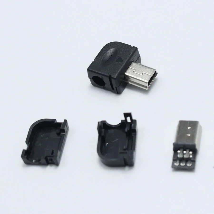 10 шт. DIY mini type B USB 5Pin тип сварки штекер разъем 3 в 1 90 градусов разъем адаптер для OD 4,0 мм провода черный