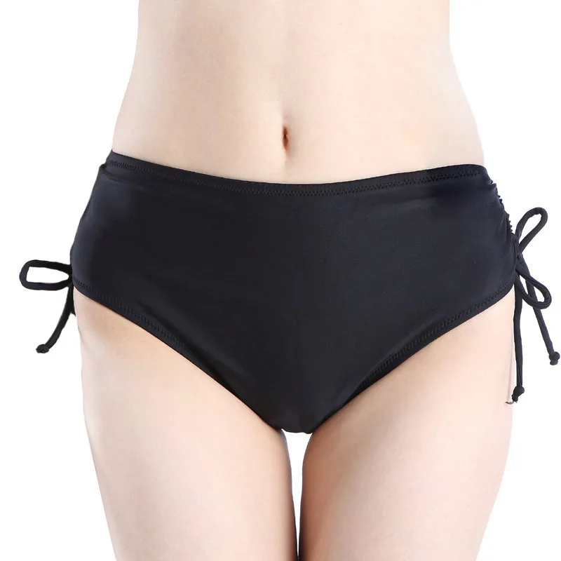 

Solid High Waist Bikini Bottom Women Side Ties Swimwear Bottoms 2019 Beach Hot Halter Plus Size Swimming Shorts Biquini
