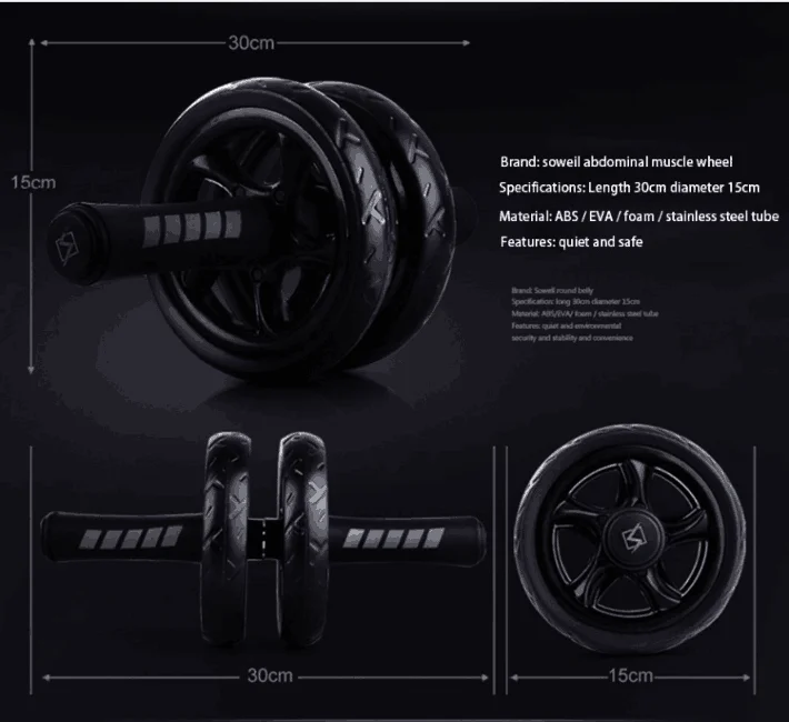 2019Muscle Exercise Equipment Home Fitness Equipment Double Wheel Abdominal Power Wheel Ab Roller Gym Roller Trainer Training