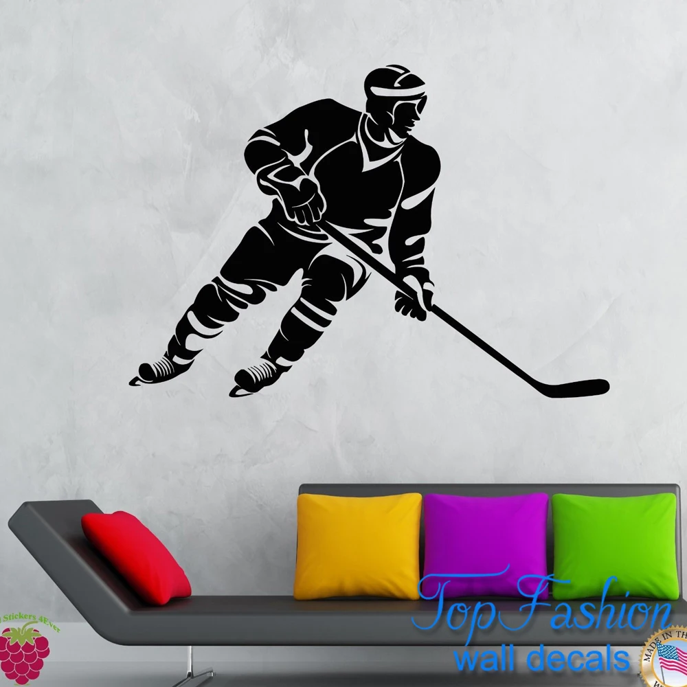 free shipping Wall Decal Sticker hockey stick puck rink sport team game
