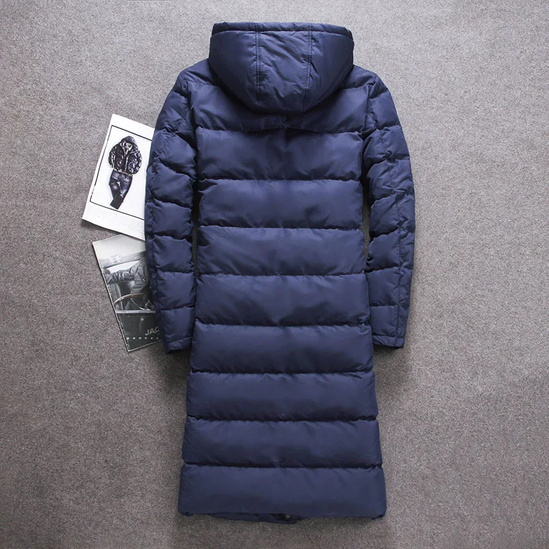 Reviews European brand Snowimage 2019 -40 degree warm winter down jacket men hoodies 120CM Long Thick windbreaker coat size 46-54 705A