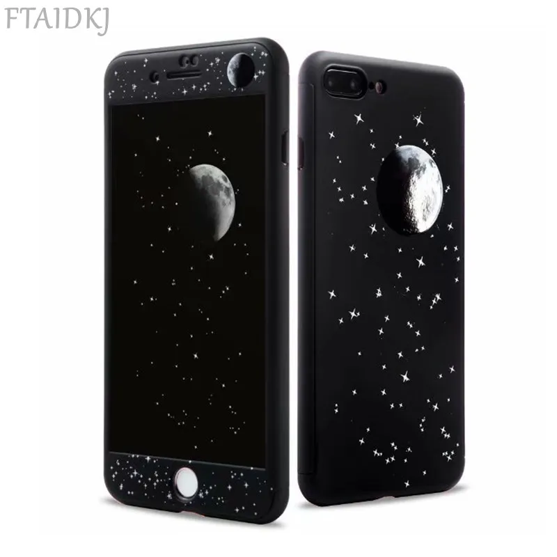 

Fashion 360 Degree Full Protection Phone Case For iPhone 6 6S 7 8 Plus X XR XS Max Planet Smiley Face Animal Hard PC Cover Capa