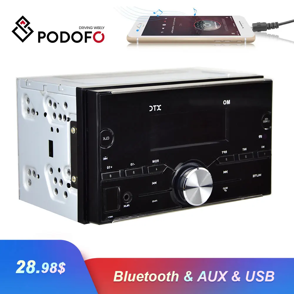 

Podofo 2 Din Autoradio Bluetooth Car Radio 12V USB AUX Audio Setero SD FM Mp3 Multimedia Player Stereo 2DIN Radio Car