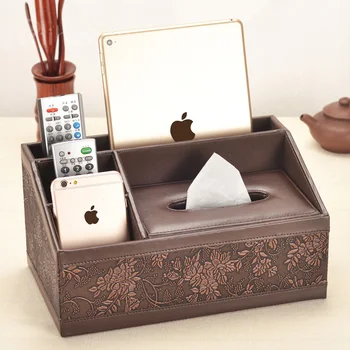 

Quality PU leather multifunctional tissue box desktop remote control storage box table napkin pumping paper box fashion