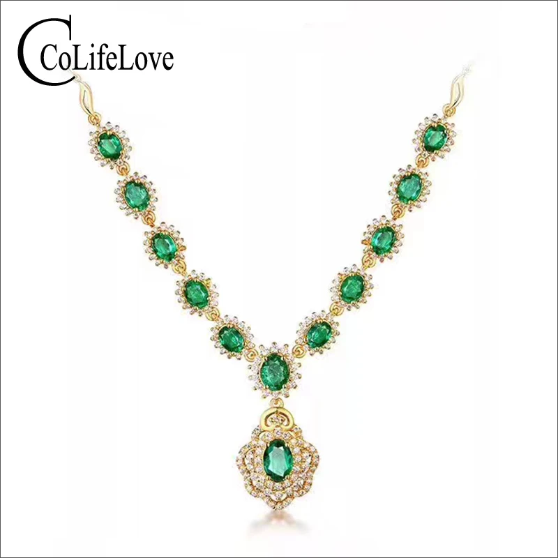 Luxurious emerald necklace or evening party 12 pcs natural SI grade