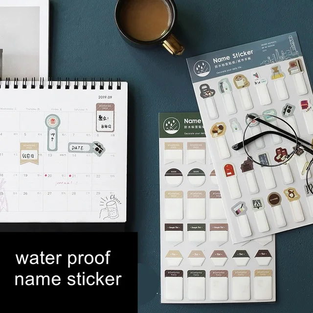 

Creative Fashion Vintage Design PVC Name Stickers waterproof DIY Scrapbooking Craft stickers 1Piece
