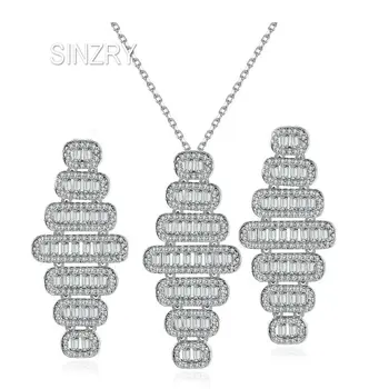

SINZRY NEW Cubic Zirconia dazzling geometry pendant necklace earring set Korean stylish jewelry set for women
