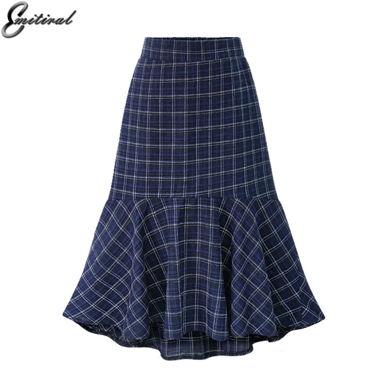 hunter classic navy plaid skirt