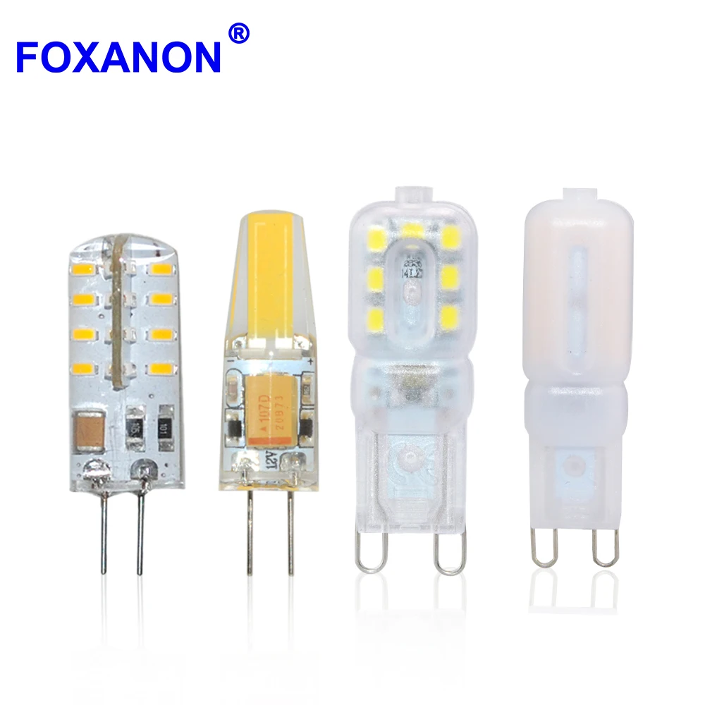 Светодиодный прожектор Foxanon G4 G9 с затемнением 12 в пост. Тока 220 В 110 3 Вт 5 COB SMD 3014 2835