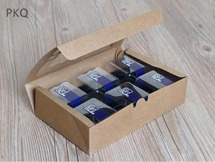 5 шт крафт-бумажная коробка для торта с прозрачным ПВХ окном, синяя коробка для печенья, печенья, кекса, белая подарочная упаковочная коробка для закусок сладостей