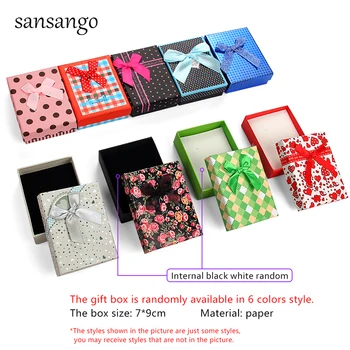 

6 PCS Random Color 7 * 9m Square Cute Small Gift Box Ring Earrings Jewelry Box Pendant Bracelet Necklace Gift Box