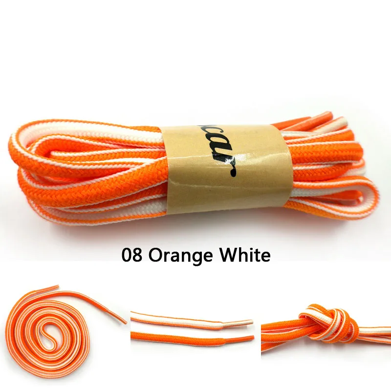 1 пара новых дизайнерских полосатых шнурков 115 см спортивные овальные плоские шнурки Цветные шнурки - Цвет: 08 Orange White