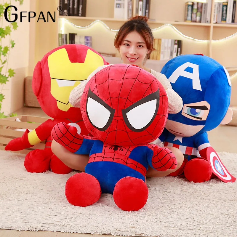 

GFPAN 1pcs 25cm Q Version The Avengers Plush Toys Kawaii Spider-man Captain America Iron Man Plush Dolls Kids Toys Dropshipping