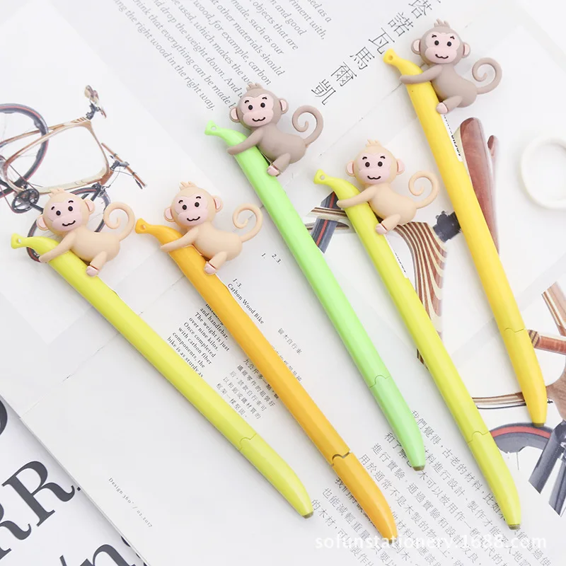 

1PC Cute Kawaii Monkey Black Ink Gel Pen 0.38mm Cartoon Animal Plastic Gel Pens for Writing Office School Supplies Stationery