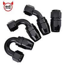 Evil energy AN10 tuyau pivotant en aluminium | Huile, coude droit en aluminium anodisé, tuyau à 45 180 degrés fin de tuyau huile carburant, raccord réutilisable noir