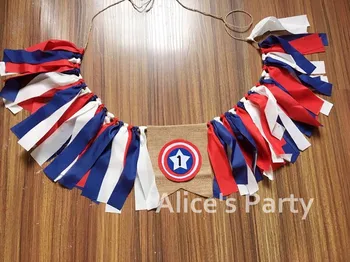 

New Captain Super hero bunting Garland Boy 1st Birthday Party Garland baby shower banner Photo props first hot hanging