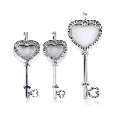 

925 Sterling Silver Star Ball Sweater ChainLove Key Locket Pendant Necklace Clear CZ Necklace Fit Women Bead Charm DIY Jewelry