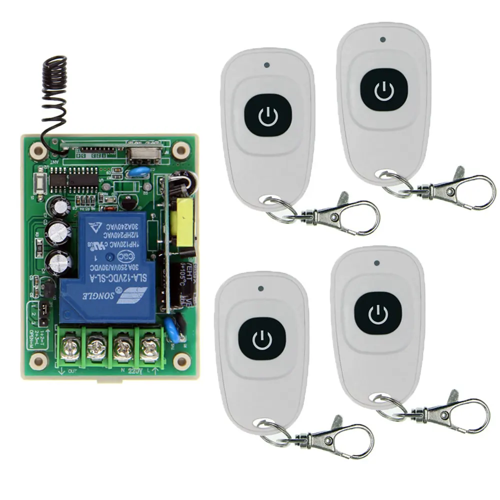 

Universal AC 220V 110V 85-265V 30A 1CH 1 CH Relay Wireless RF Remote Control Switch Transmitter+Receiver Module,315 / 433 MHz