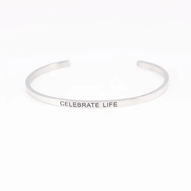 Celebrate Life 316l Stainless Steel Positive Cuff Bracelets Celebrate Life 316l Stainless Steel Positive Cuff Bracelets Inspirational Quote Mantra Bracelet Bangle