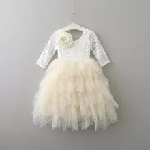 От 1 до 10 лет, 9 цветов, г., весеннее кружевное длинное платье с рукавами для девочек платья-Макси принцессы с открытой спиной для свадьбы, дня рождения, нового года