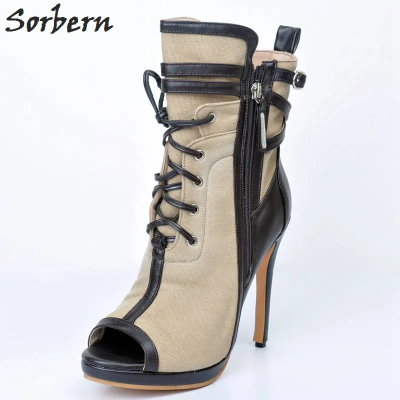 Sorbern/женские ботинки размера плюс; женские вечерние ботинки с открытым носком; Лидер продаж; ботильоны для женщин; Botines Mujer chaussures femme