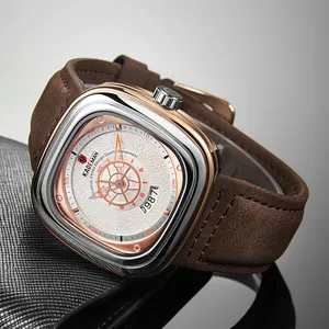 Image 1 - 2020 nowe męskie zegarki KADEMAN Top marka skóra wodoodporna Sport data kwadratowy zegarek kwarcowy dla mężczyzn zegarek Relogio Masculino
