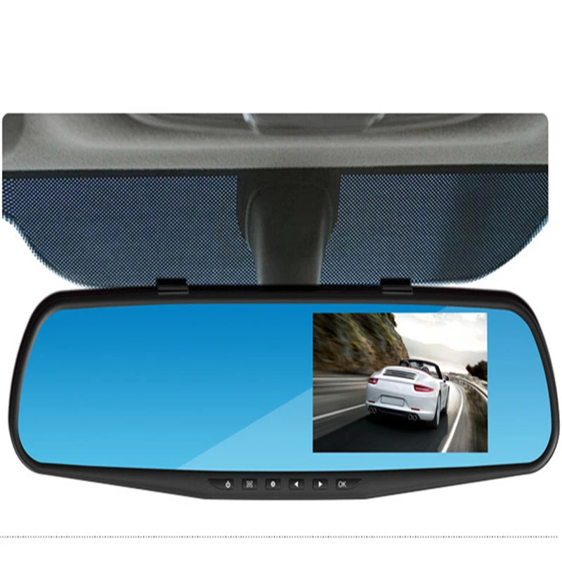 

2018 Auto Night Vision Auto Camera Rearview Mirror Dash Cam Car DVR 4.3'' Dual Lens Dash Cam Vehicle Traveling Data Recorder