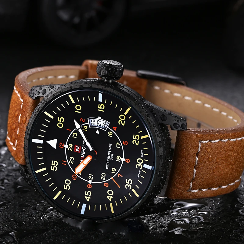 Relogio Masculino Fashion Watch NAVIFORCE Quartz Watch Sport Military Watches Men Luxury Brand Leather Strap Men Clock 9044