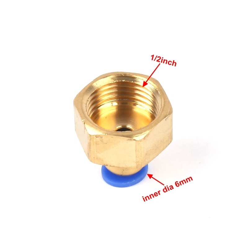 2 шт внутренний диаметр 6 мм/8 мм Латунный прямой соединитель 1/2 дюймов внутренняя резьба Пневматический фитинг/адаптер шланг быстрые соединения