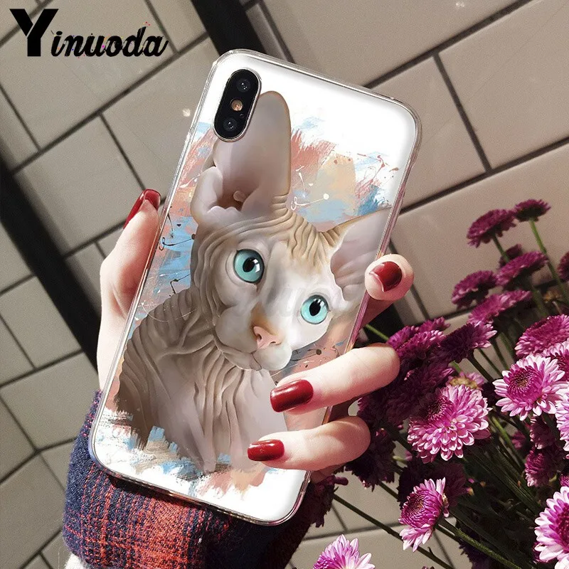 Yinuoda тату Сфинкс Кот ТПУ мягкий чехол для телефона Apple iPhone 8 7 6 6S Plus X XS MAX 5 5S SE XR
