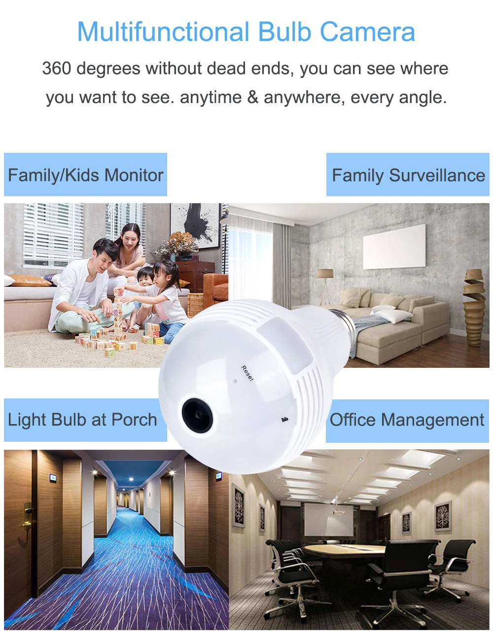 ZILNK лампа Wi-Fi ip-камера 960P HD панорамный 3D VR рыбий глаз светильник 360 градусов Беспроводная Домашняя безопасность CCTV ночное видение iCSee