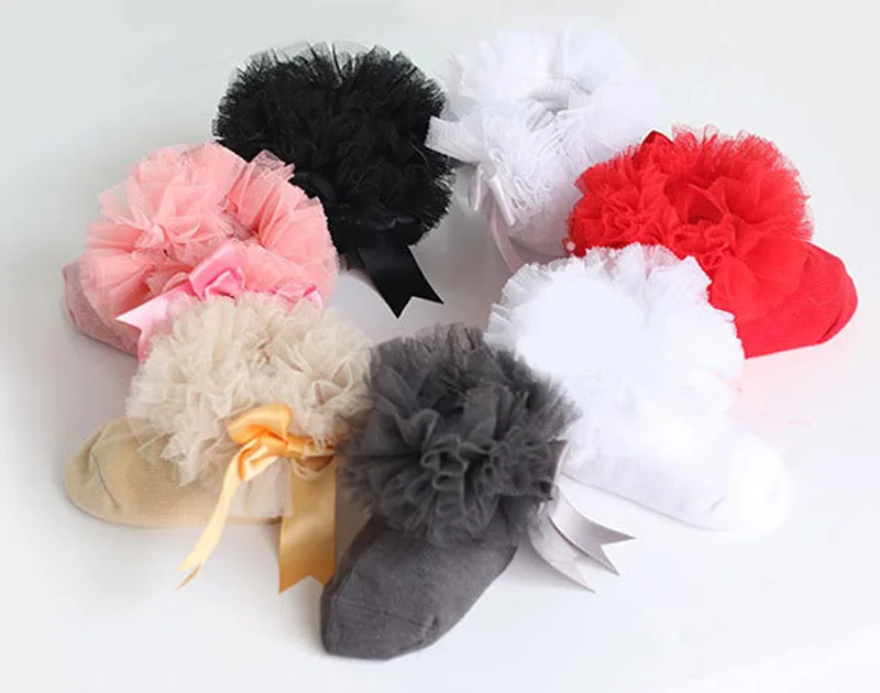 Pudcoco/Носки для маленьких девочек с галстуком-бабочкой; кружевные хлопковые носки принцессы с оборками и лентами; разные цвета; серый, красный, черный, розовый, белый