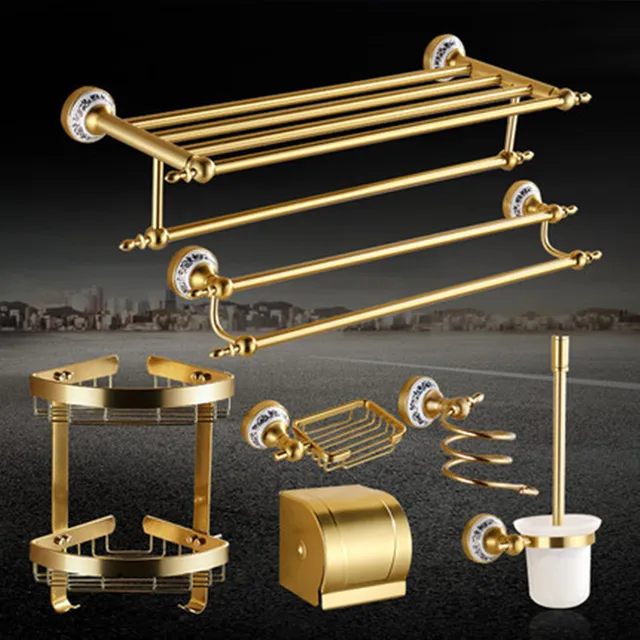 Aliexpress Aluminum Br Brushed Bathroom Accessories Aluminum Br Brushed Bathroom Accessories Antique Gold Product Porcelain Sets Gh
