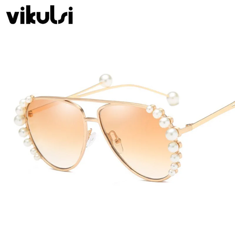 Brand Pearl Sunglasses Women Luxury Rhinestones Sunglasses Vintage