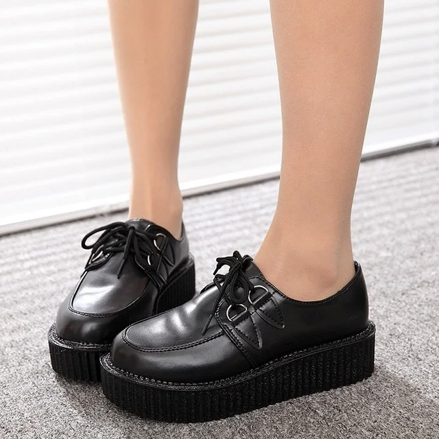 LAKESHI/Женская обувь; женская повседневная обувь на толстой мягкой подошве; обувь на плоской платформе; женская обувь с круглым носком; Цвет Черный; большой размер 41 - Цвет: Pure Black