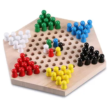 

Checkers Game Wooden Marbles Superb Family Board Cultivate Thinking Ability Stimulate Potential Enhance Cooperation Skills Game