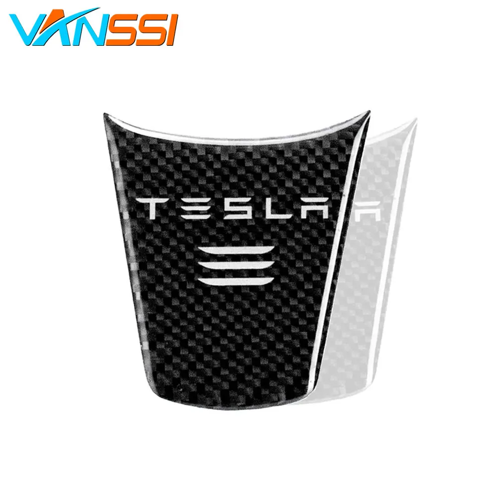 

1pc Carbon Fiber Styling Car Steering Wheel Decoration Cover Sporty Modification with Logo Sticker Accessories for Tesla Model 3