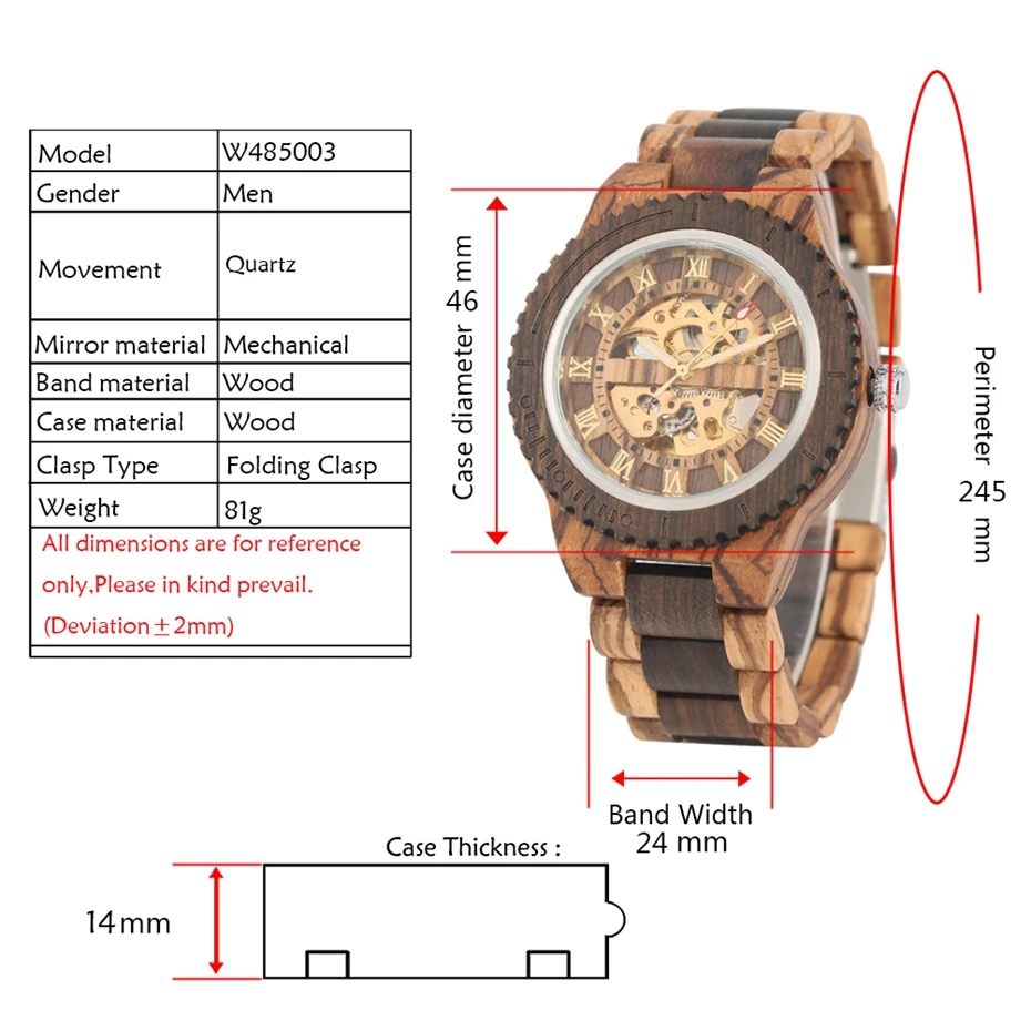 Retro Wood Watch Royal Gold Roman Literal Mechanical Watches Men's Top Luxury Wooden Bangle Watch montre homme automatique reloj
