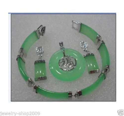 

Wholesale price 16new ^^^^Title447 Jewelry Green stone Pendant bracelet earring sets + chain