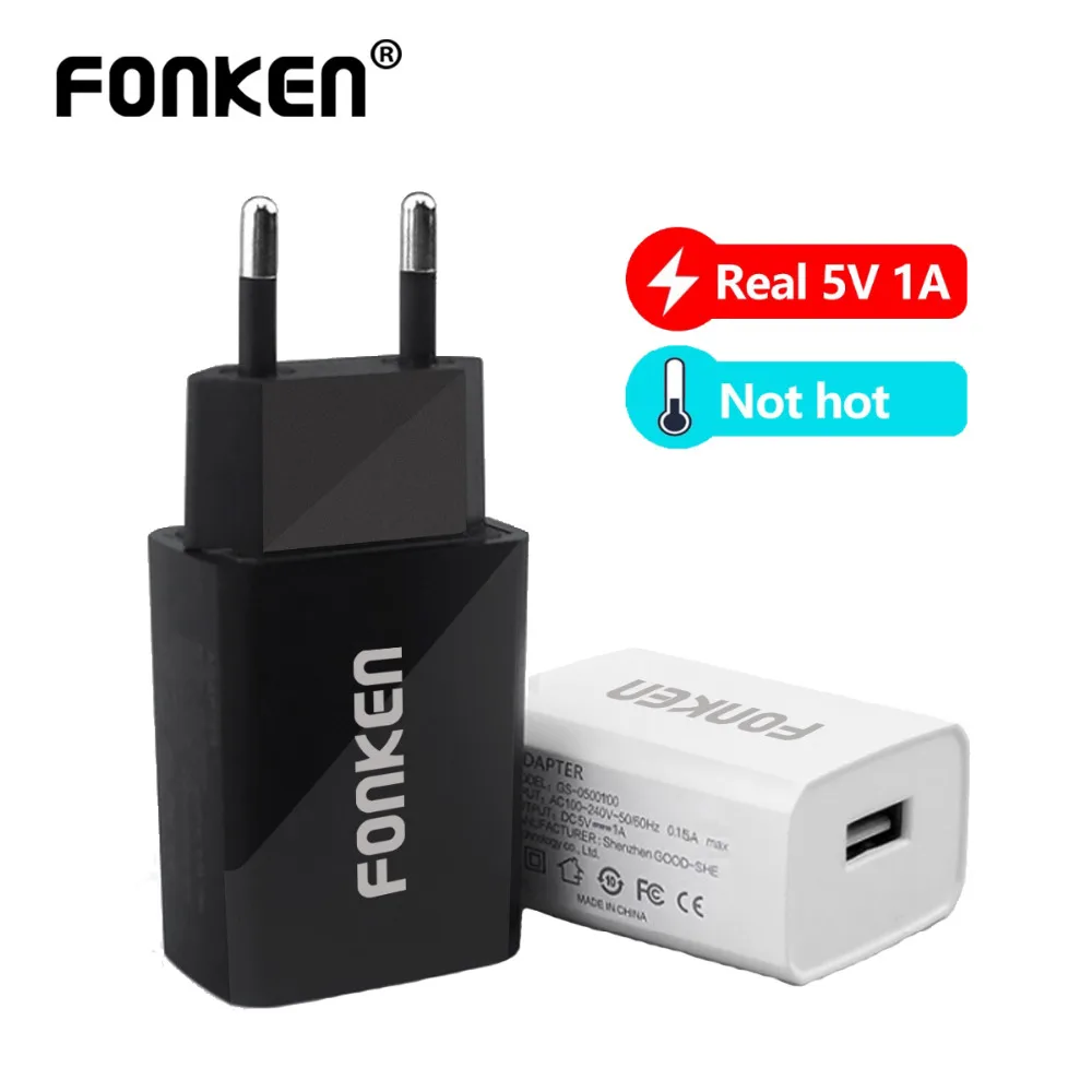 FONKEN USB Charger 5V 1A Universal Phone Charge 5W Portable Wall Charger USB Power Adapter Charging for Mobile Phone Chargers