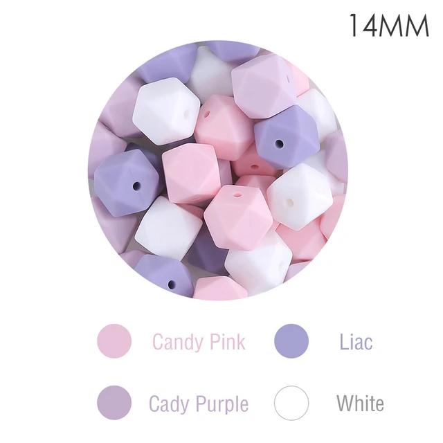 Let's Make Silicone Beads Hexagon Beads 14mm 10pc Food Grade Silicone Teether DIY Pacifier Clips Beads Necklace Baby Teether TYPE 3