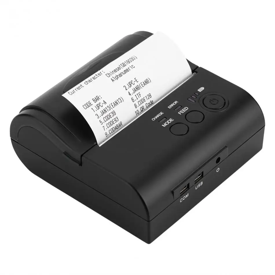 USB+Bluetooth 80mm Mobile Mini Thermal Printer Lithium ion batteries