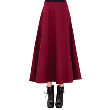 Новая осенне-зимняя Женская Длинная шерстяная юбка, Модные Винтажные Макси шерстяные юбки для женщин, s Saia Longa Jupe, плиссированная юбка с высокой талией, C3831